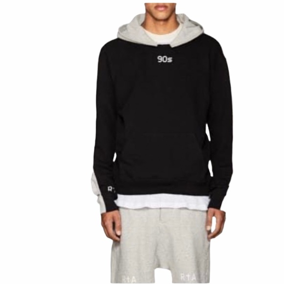 R + A 90’s Logo Block Colour Hoodie Black Grey Mens Size XS $690 - Picture 2 of 12